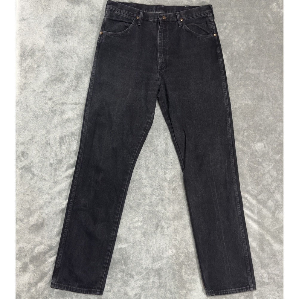 Vintage Wrangler Jeans Mens 36x36 Black Denim Made in USA Western Cowboy 31MWZ